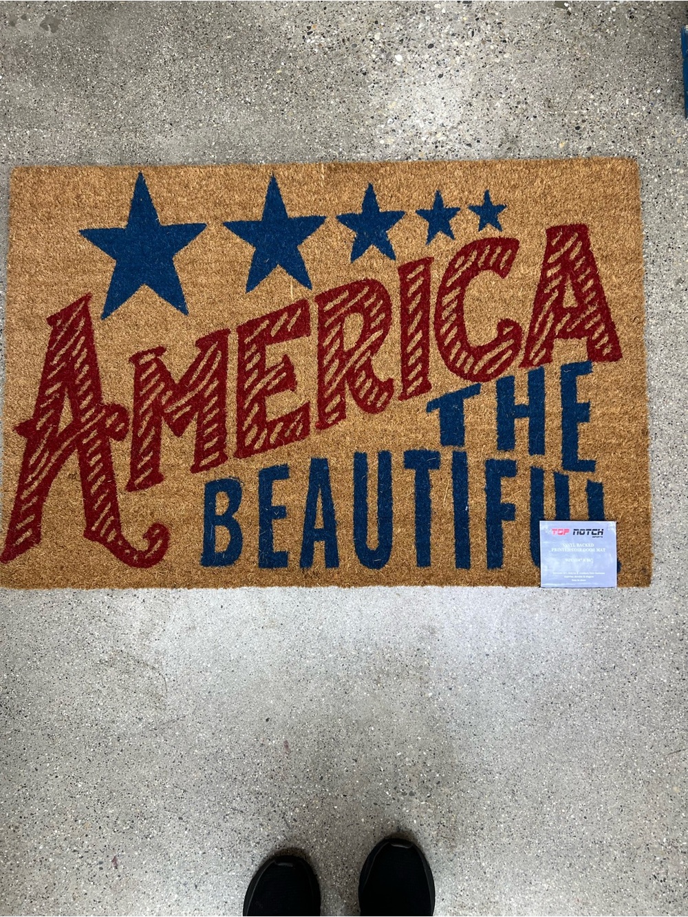 America The Beautiful Coir Doormat - Red & Blue